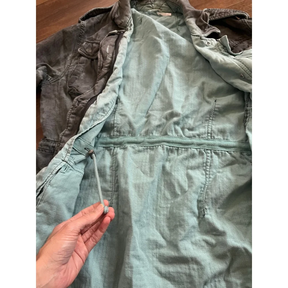 Free People double cloth jacket military drawstring M